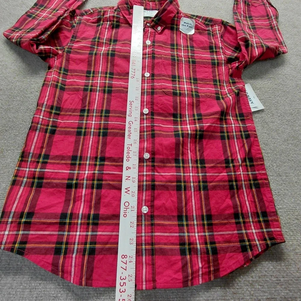 Old Navy Boys XL 14/16 Red Tartan Built-In Flex Flannel Utility Pocket Shirt NEW